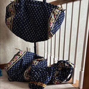 Vera Bradley Heritage Collection Navy Floral Travel Bag Set 4 pcs.